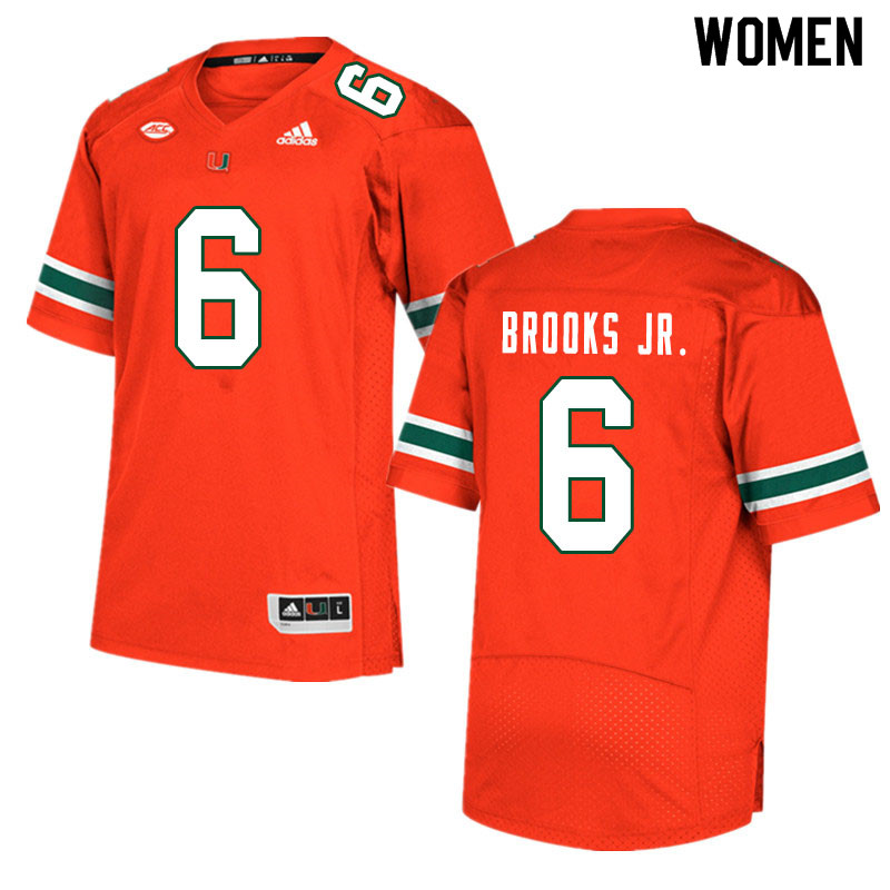 Women #6 Sam Brooks Jr. Miami Hurricanes College Football Jerseys Sale-Orange